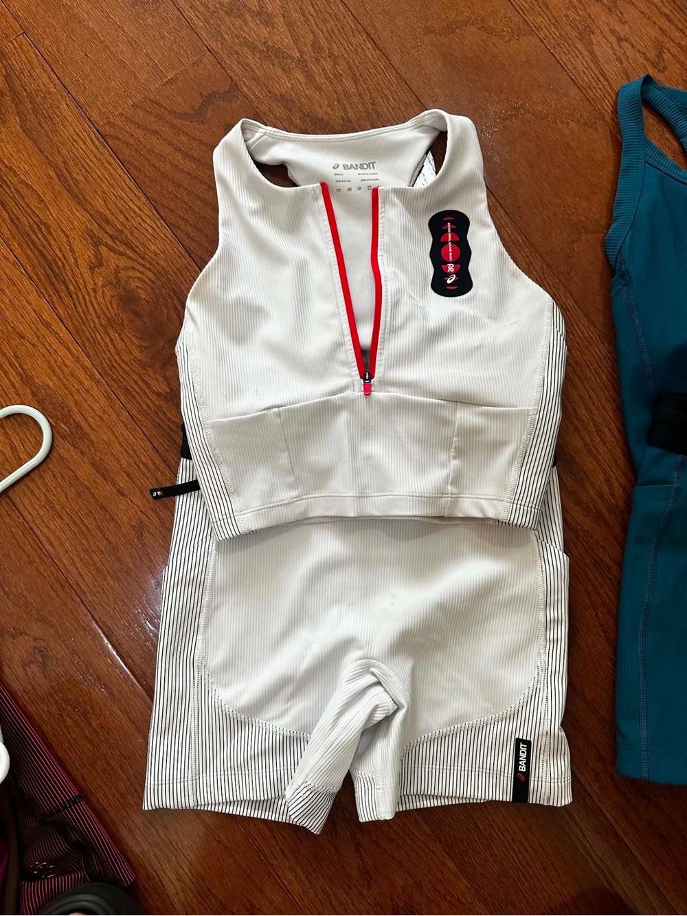 Bandit White Athletic Bike Shorts with Zip-Front Crop Top